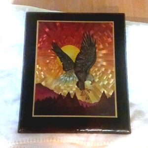 Vintage 80's Prism Eagle & Sun Ray's Novelty Artwork on Solid Wood